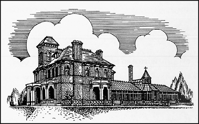 Drawing of the Victorian manor house by Keith Lawrence